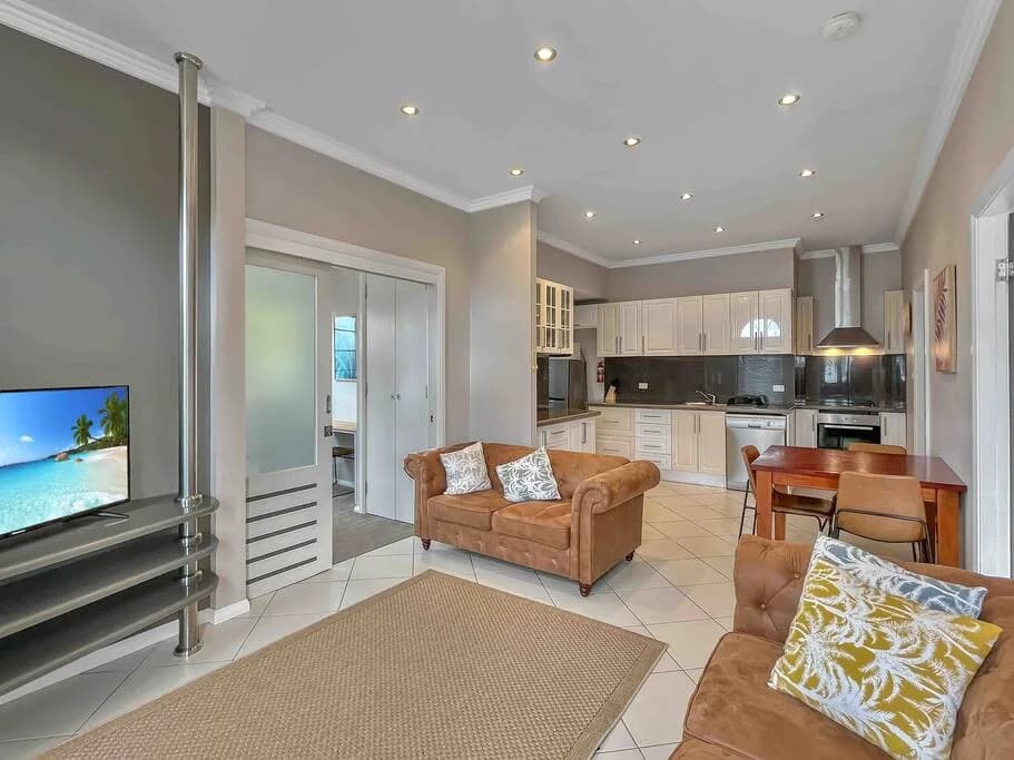 Open-plan kitchen, dining and living space at Brightside Apartment 2